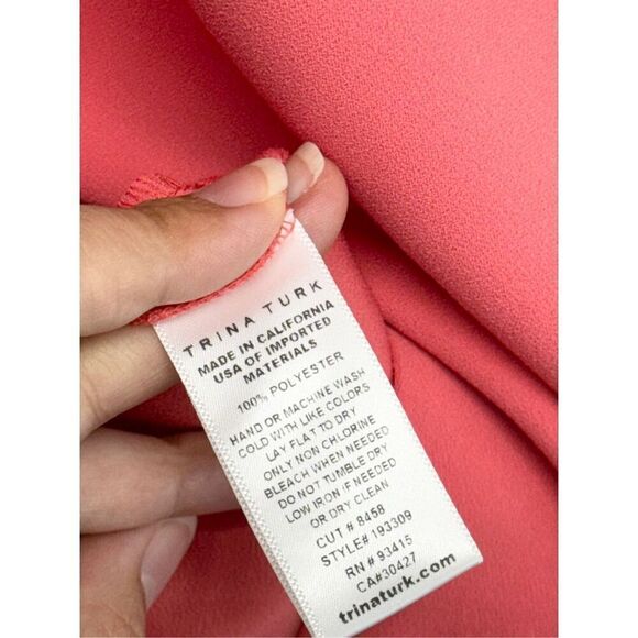 Trina Turk Sheath Dress Size 8 Coral Sleeveless Mini Back Zip Layered - Picture 11 of 12
